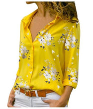 Load image into Gallery viewer, Women Tops Blouses Elegant Long Sleeve Solid V-Neck Chiffon Blouse Female Work Wear Shirts Plus Size Blouse blusa feminina