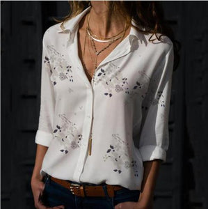 Women Tops Blouses Elegant Long Sleeve Solid V-Neck Chiffon Blouse Female Work Wear Shirts Plus Size Blouse blusa feminina