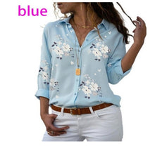 Load image into Gallery viewer, Women Tops Blouses Elegant Long Sleeve Solid V-Neck Chiffon Blouse Female Work Wear Shirts Plus Size Blouse blusa feminina