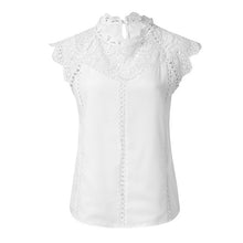 Load image into Gallery viewer, Summer 2019 Womens Tops Blouses Lace Patchwork Sleeveless Solid Shirt Women Blouse Blusas Roupa Feminina Shirt