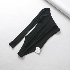 BRADELY MICHELLE new fashion women sexy strapless single sleeve bodysuit autumn ladies under tops cotton jumpsuit rompers